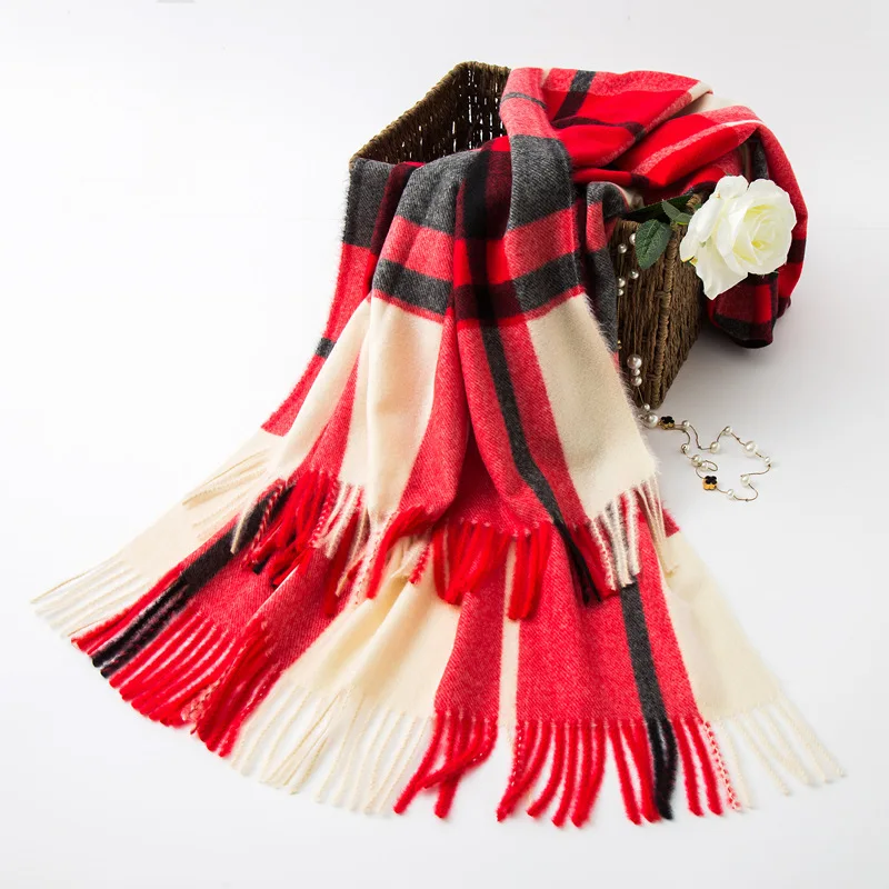 

2019 Real Sale Winter Hijab And The Grid Big Imitation Cashmere 300 Grams Of Woven Yarn Dyed Warm Fringed Shawl Wholesale Men
