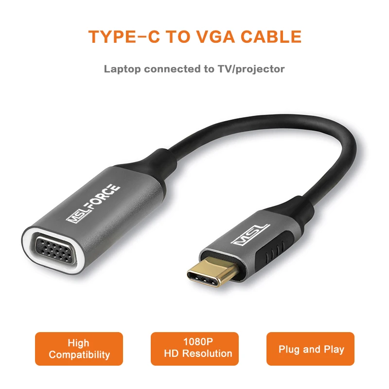 

Type C to Female VGA Cable Adapter USBC USB 3.1 to VGA Adaptor for MacBook Pro MacBook Air 2019 Chromebook Samsung Galaxy S9/S8