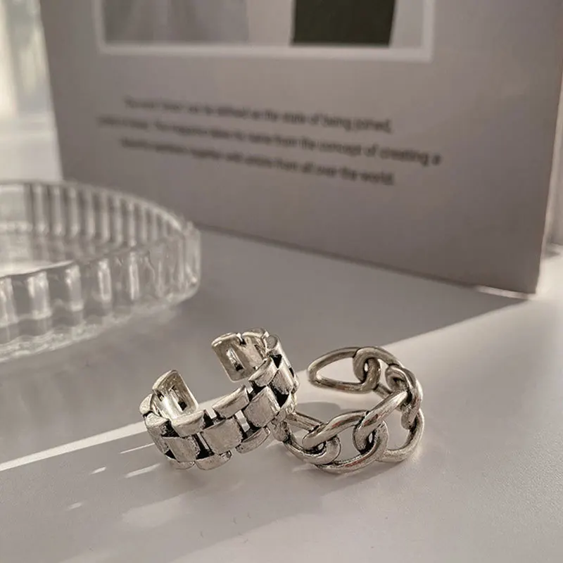VENTFILLE 925 Sterling Silver Finger Rings Fashion Creative Cross Hollow Chain Geometric Party Jewelry Gifts