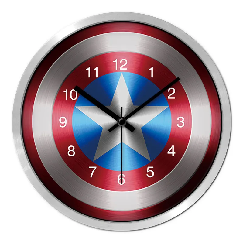 

Captain America Watch Children's Room Wall Clock Boy Bedroom Mute Wall Charts Spiderman Superman Creative Anime Clock