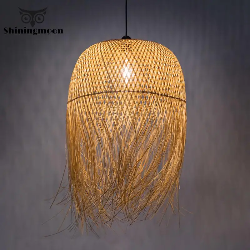 

Chinese Classical Metal Art for Garden Pendant Lights Creative Bamboo Weaving Pendant Light Fixtures Kitchen Cafe Hanging Lamp