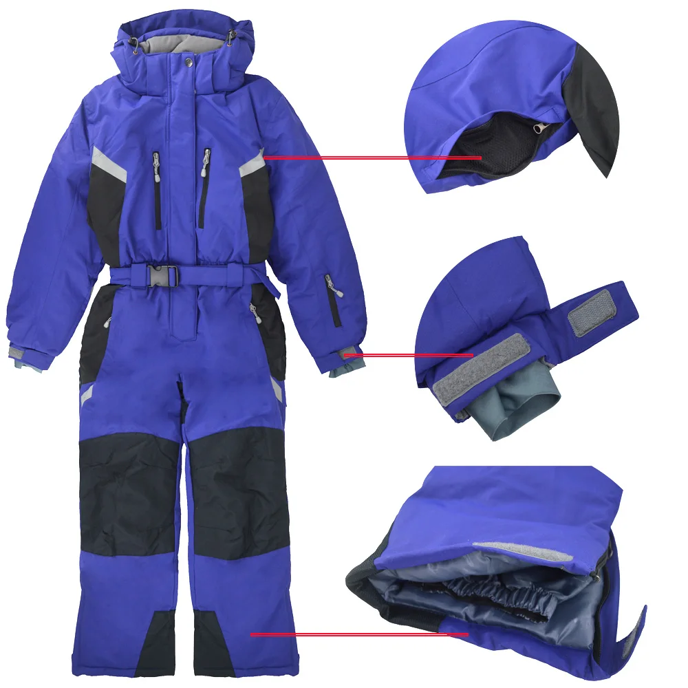 Children's winter outdoor bodysuit ski suit windproof snow and water plus velvet thickening snow town ski equipment bodysuit