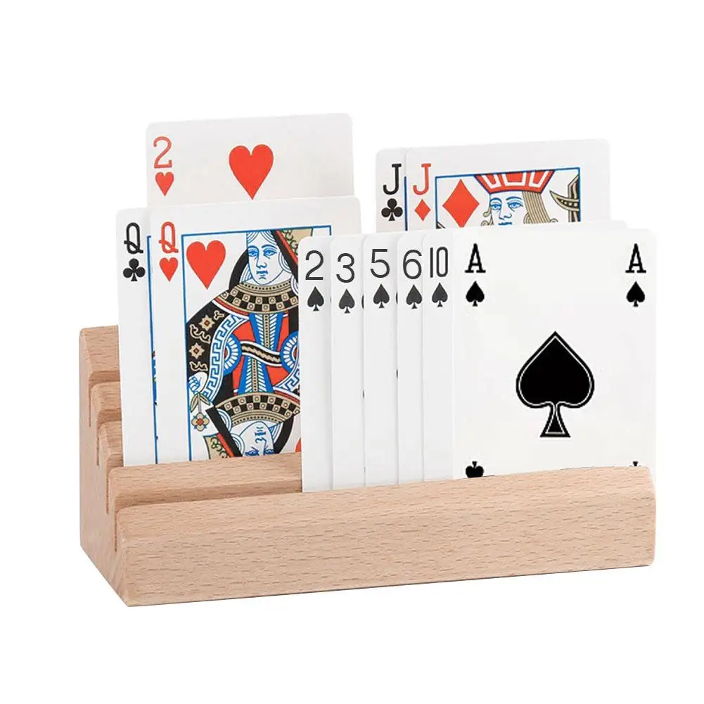 2 pezzi trapezoidale porta carte da gioco in legno a mano libera carte da  gioco Organizer Base per bambini adulti accessori per carte a bilanciere -  AliExpress