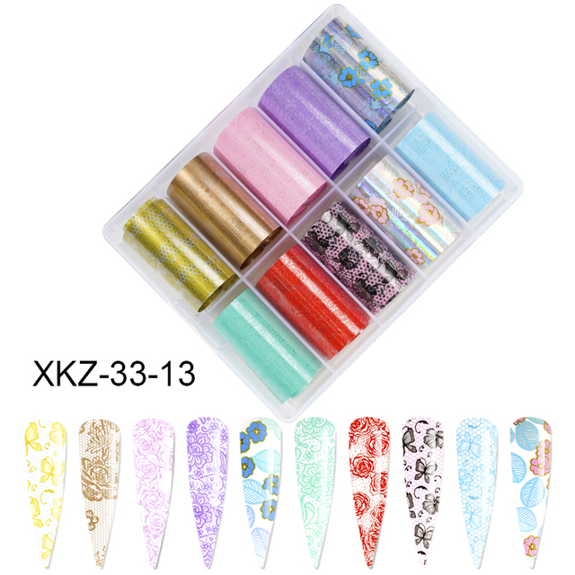 Star Transfer Paper Laser Leopard Print Gale Camouflage Small Fresh Fruit Star Set Nail Sticker Decorative Art 1Box 10 Grid