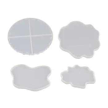 

Irregular Coaster Cup Mat Silicone Mold For Resin Manual Mirror UV Resin Table F3MD