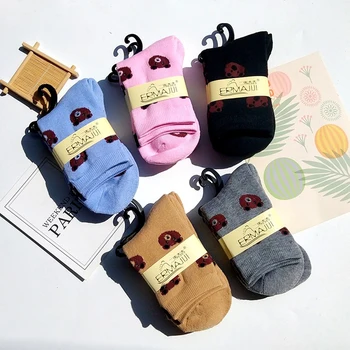 

10 Pairs Animal Women Winter Autumn Socks Cute Bear Thick Warm Cotton Comfortable Breathable Funny Creative Girl Female Crew Sox