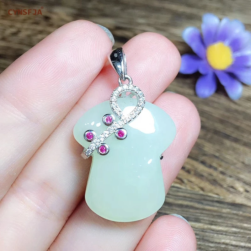 

CYNSFJA Real Certified Natural Hetian Jade 925 Sterling Silver Charm Amulets Jade Pendant High Quality Fine Jewelry Best Gifts