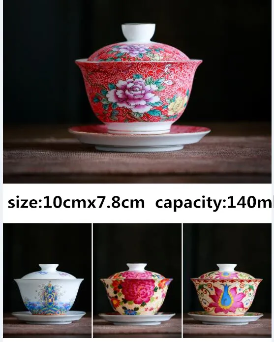 Новое поступление Jingdezhen высококачественная керамическая пиалы для чая эмалированная чаша для китайского кунг-фу Gaiwan, чайная чашка чайная чаша чайная посуда