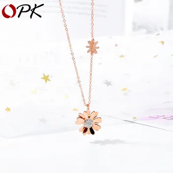 

2020 New Style Simple Normcore Style Elegant Non-mainstream Design Light Luxury Choker Little Daisy Titanium Steel Necklace