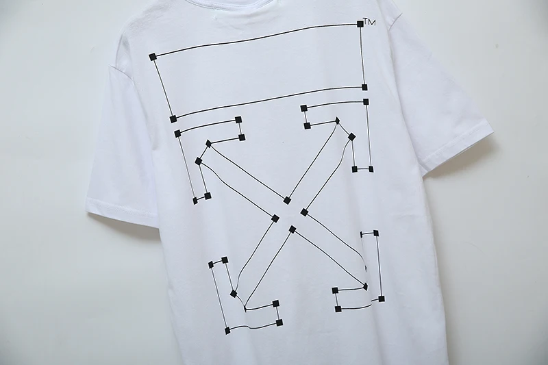 19ss Off-White OW line Dot arrow для мужчин и женщин, унисекс, модные модели для влюбленных пар, хлопковая Повседневная футболка с коротким рукавом и круглым вырезом