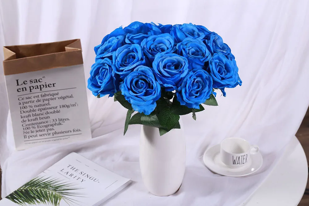 1 Bunch Artificial Rose silk French Floral Bouquet Fake Flower Arrange Table Daisy Wedding Flowers Decor Party accessory Flores-12