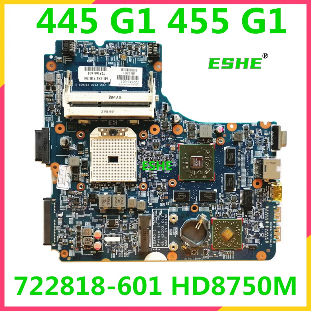 

722818-001 722818-601 722818-501 For HP Probook 445 G1 455 G1 Laptop motherboard AMD DDR3 HD8750M GPU 12240-1 48.4ZC04.011