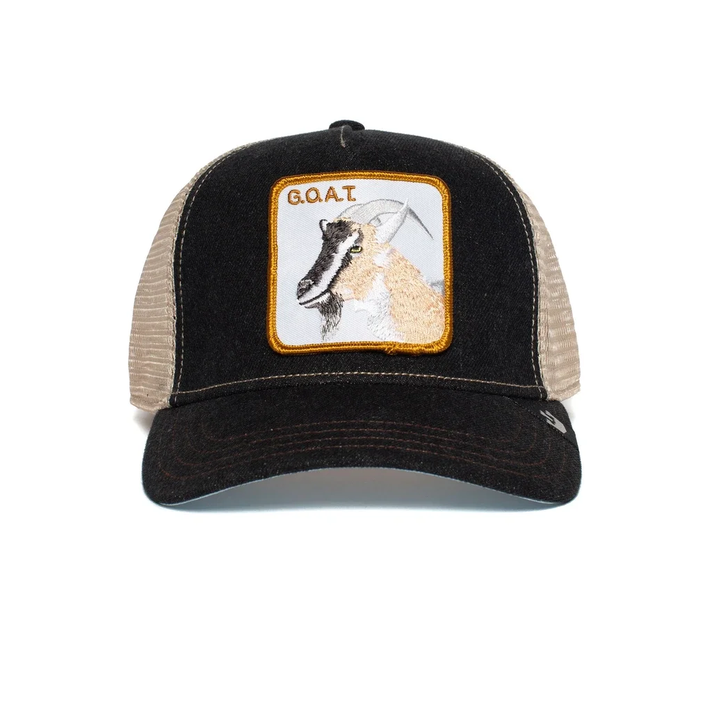 

Black Oxford Cloth GOAT Baseball Cap Animal Embroidery Anime Cute Summer Mesh Men's cap Sunshade hats Hip Hop Trucker Daddy Hat