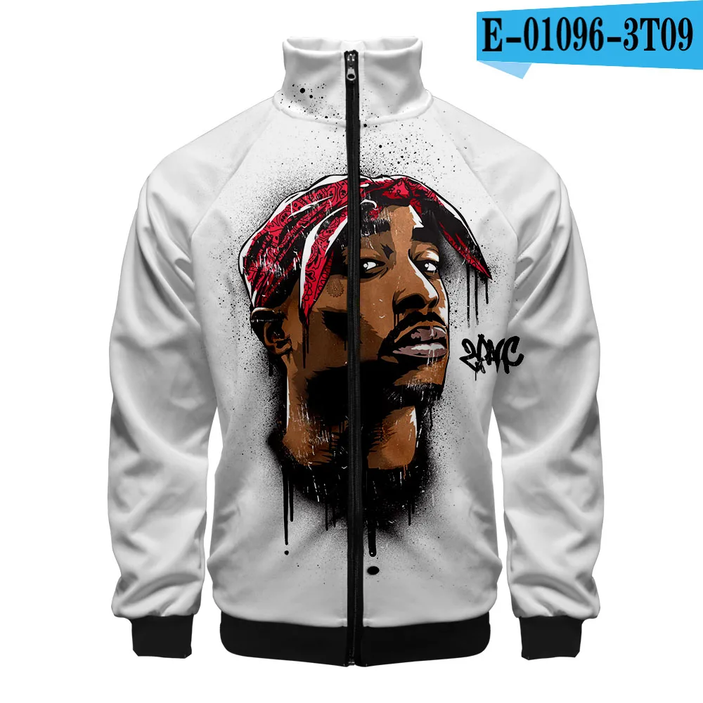 Американский рэппер 2PAC 3D прядь воротник молния Толстовка Повседневная Хип Хоп модная классная Высокая уличная толстовка куртка ветровка - Цвет: As shown