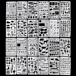 24Pcs/Set Journal Border Drawing Template Ruler Stencil Painting Board DIY Album Drop Shipping
