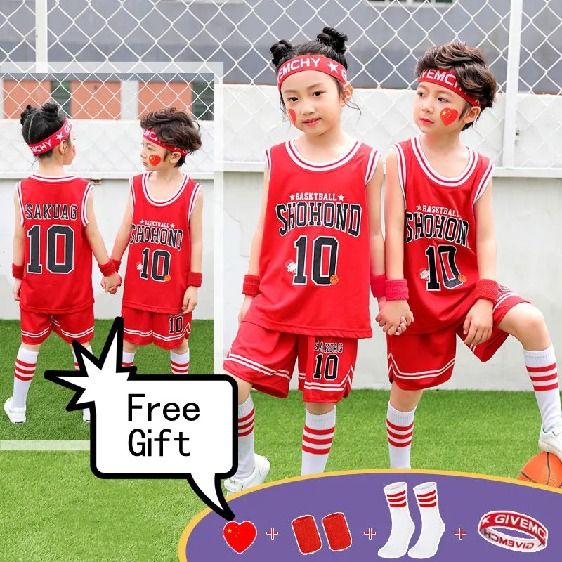 Anime Kids Slam Dunk Shohoku Sakuragi 10# Child Basketball Jersey Boys And  Girls Cosplay Uniform Youth Set Costume Quick Dry