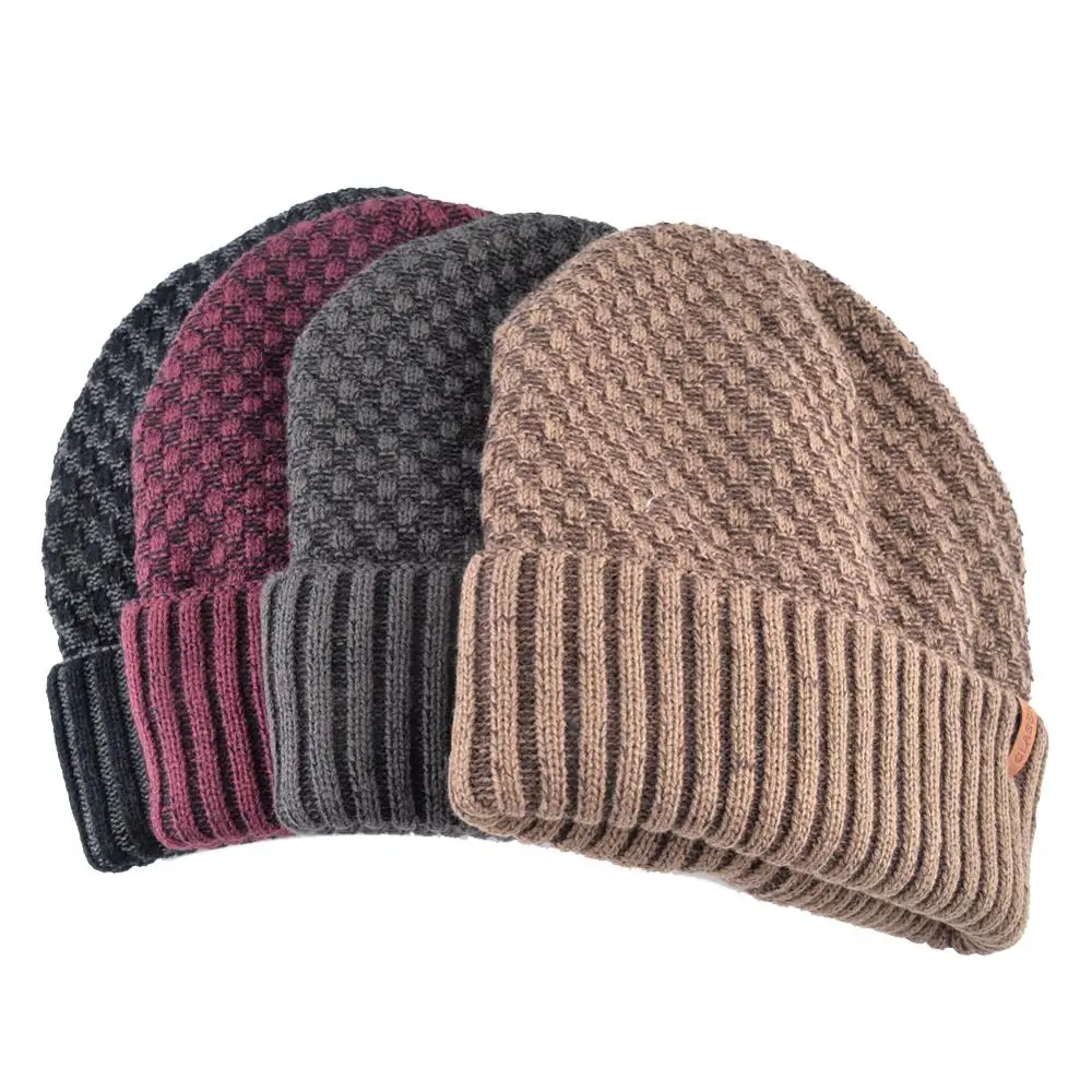 Классические зимние шапки для мужчин, вязаные шерстяные шапочки вязаные полосатая шапка держать теплая шапка Для женщин двойной вельветовые кепки в стиле хип-хоп Кепки без полей для мужчин шапка зимняя мужская