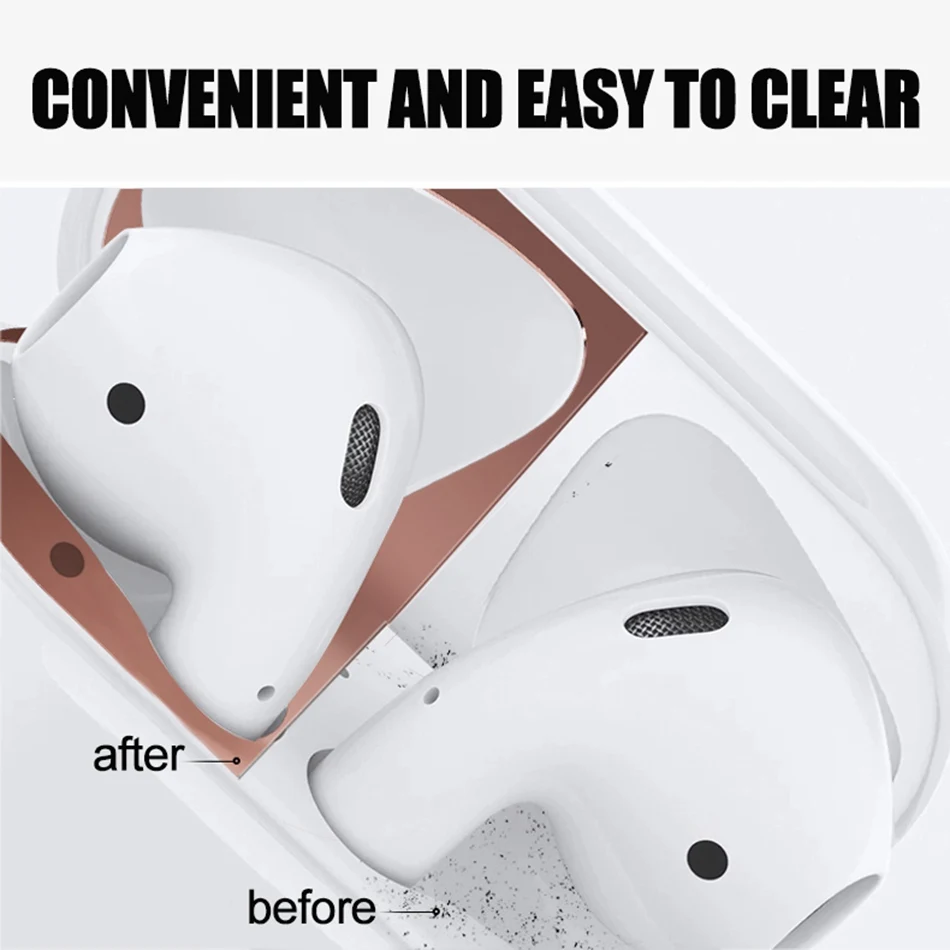 Для Apple AirPods металлическая Пылезащитная наклейка для AirPods 2 ультратонкий аксессуар защитная наклейка Пылезащитная защита кожи