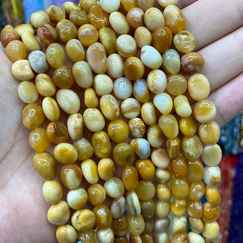 Fine 100% Natural Stone Burma Yellow Jade Irregular Gravel Gemstone Spacer Beads For Jewelry Making DIY Bracelet Necklace 15''