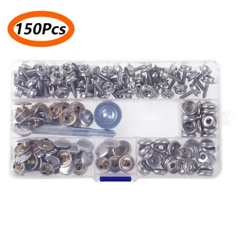 

150Pcs Snap Buttons Stainless Steel Marine Grade Canvas and Upholstery Boat Cover Snap Button Fastener Kit with Setting Tool