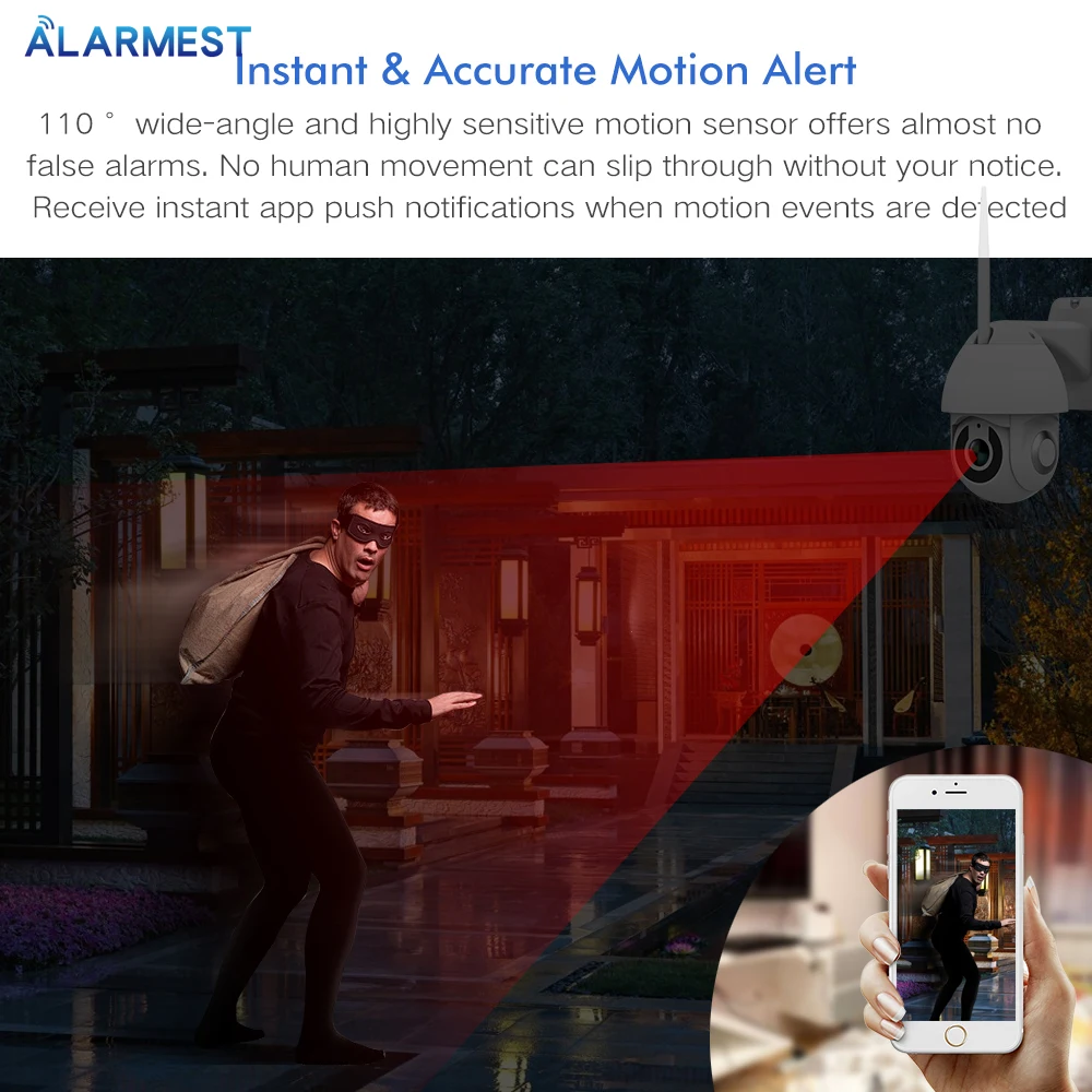 Камера видеонаблюдения ALARMEST Tuya беспроводная сетевая купольная PTZ камера 1080P IP Wi Fi