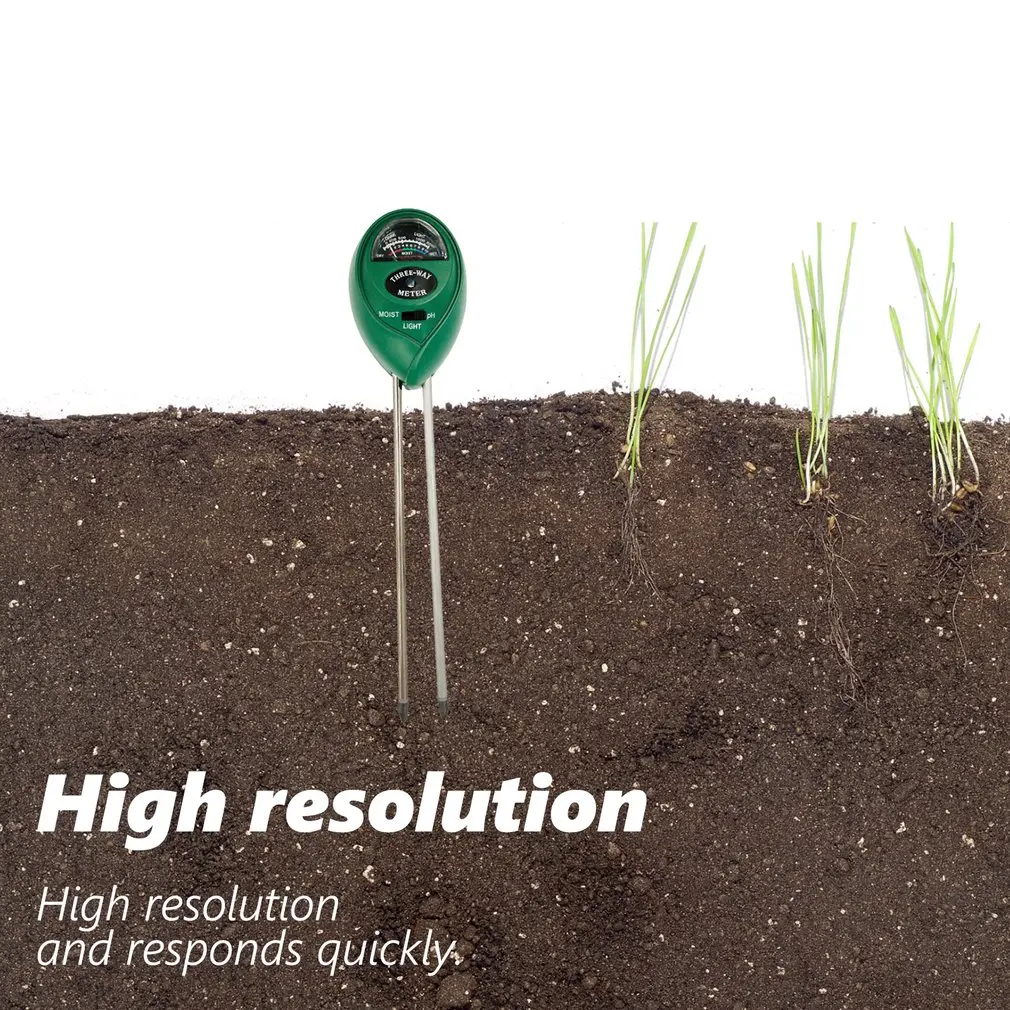 4 in 1 Soil Moisture Detector Measuring Ph Illuminance Test Pen Soil Detector High Resolution Round Head Soil Moisture