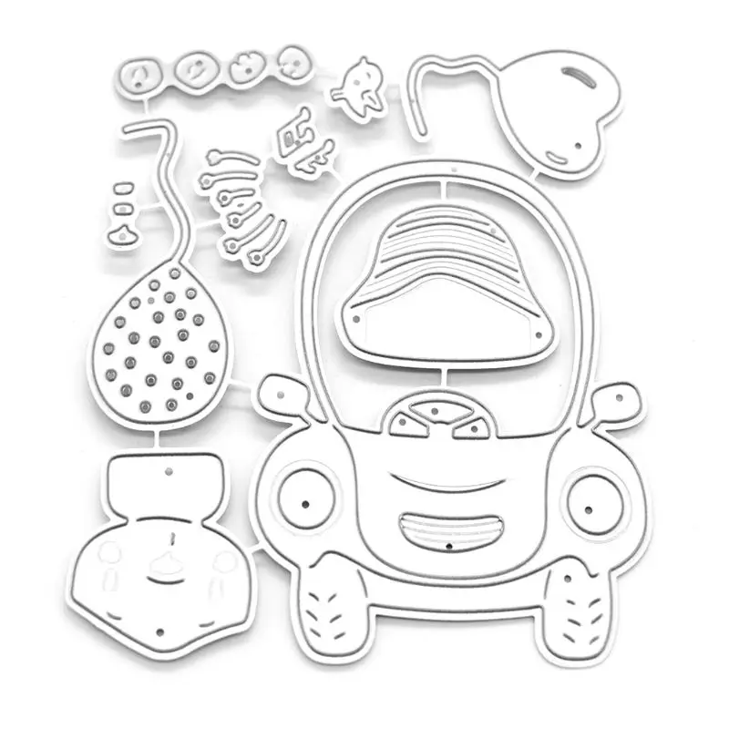 OOTDTY Driving Bear Metal Cutting Dies Stencil Scrapbooking DIY Album Stamp Paper | Дом и сад