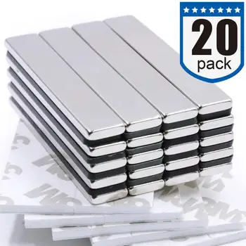 

2000pieces Strong Neodymium bar Magnets with Double-Sided Adhesive, Rare Earth Neodymium Magnet - 60 x 10 x 3 mm, Pack of 100