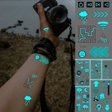 Luminous Night Glow Tattoos Adult WIFI Labyrinth Logo Finger Waterproof Temporary Tattoo Stickers Women Men Body Art Flash Tatto