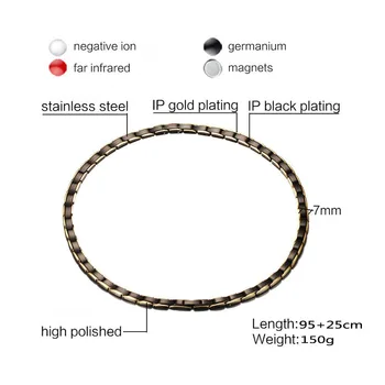 

FXM stainless steel necklace DBL2 hot sell man 8mm wide 5 color Magnet stone steel gold color 95+25cm big chain for punk style