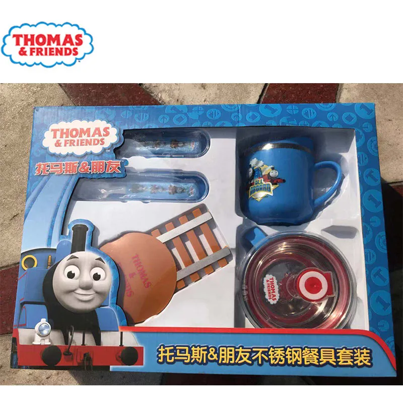 

Thomas Children Cutlery Set Gift Box Portable Hygiene Safety Fork Spoon Cup Bowl Set Let Baby Love Food