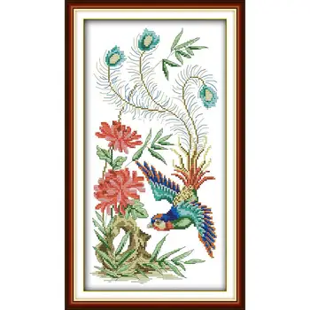 

Phoenix & Flower Cross Stitch Kit 14ct 11ct Pre Stamped Canvas Cross Stitching Animal Lover Embroidery DIY Handmade Needlework