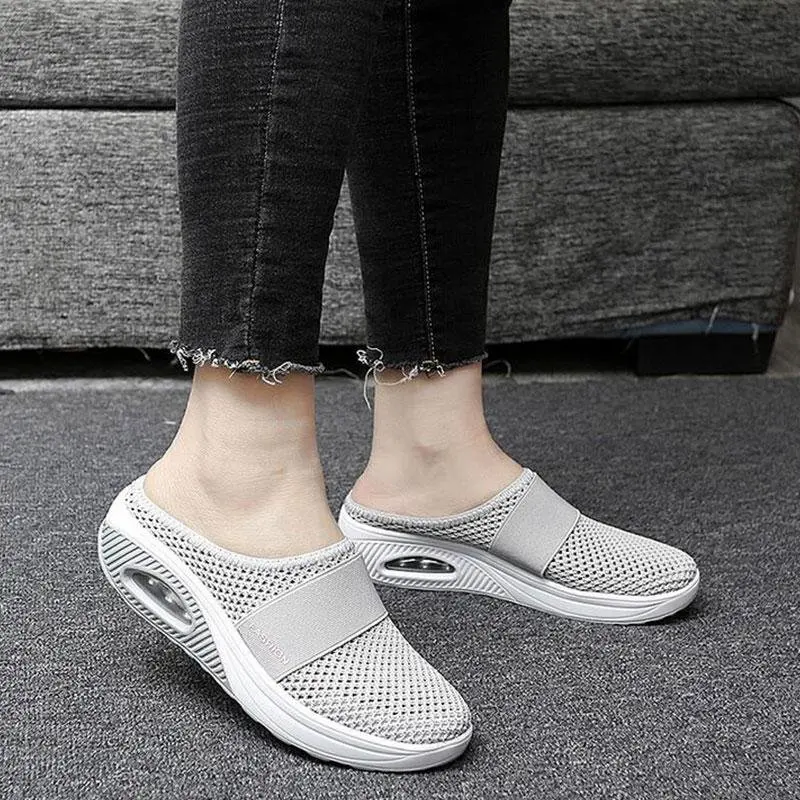 metallic wedge sandals Women Sandals Fashion Wedges Platform Shoes Female Slides Women's Slippers Breathable Mesh Lightweight Ladies Footwear black wedge flip flops