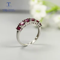 Natural Brazil Rhodolite Garnet Ring Round 4mm 6 piece classic simple Gemstone Ring fine jewelry 925 sterling silver for women 2