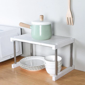 

Kitchen Cabinet Counter Shelf Organizer Expandable Stackable Spice Rack for Dish Sauce