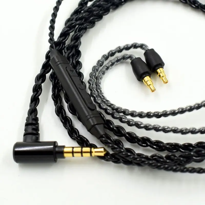 Cable Silver Plated Cord for IE40 PRO Headphones with Mic Volume Control X3UB