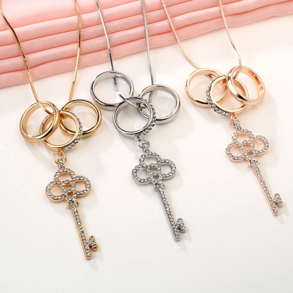 Meyfflin Collier Femme колье для ключей Модное Длинное Ожерелье s& Кулоны для женщин серебряная цепочка бижутерия ошейник украшение