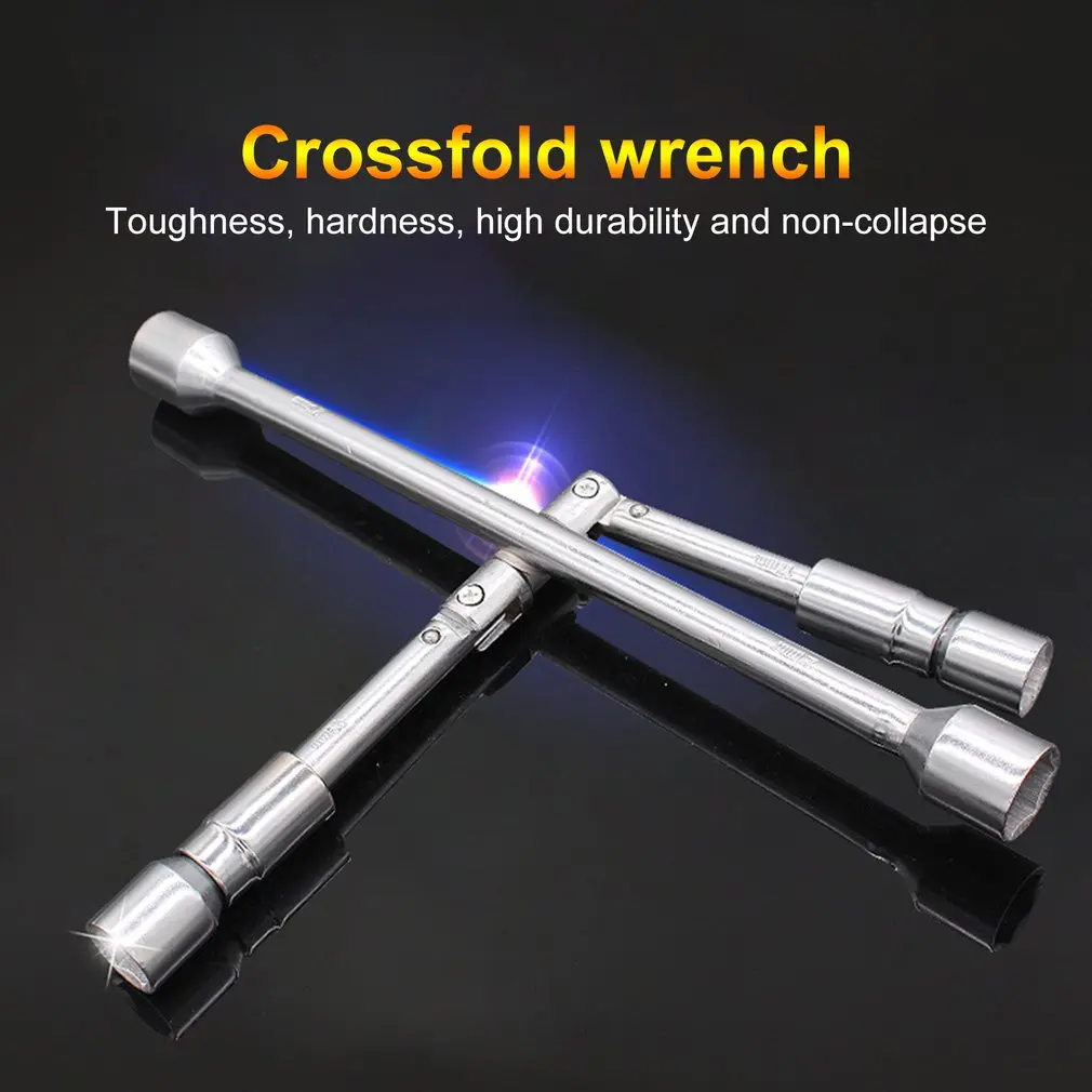 Folding Cross Wrench Car Wheel Repair Tool Auto Socket Spanner 17,19,21,23 Stowable Adjustable Portable Nut Tire Lug Tool