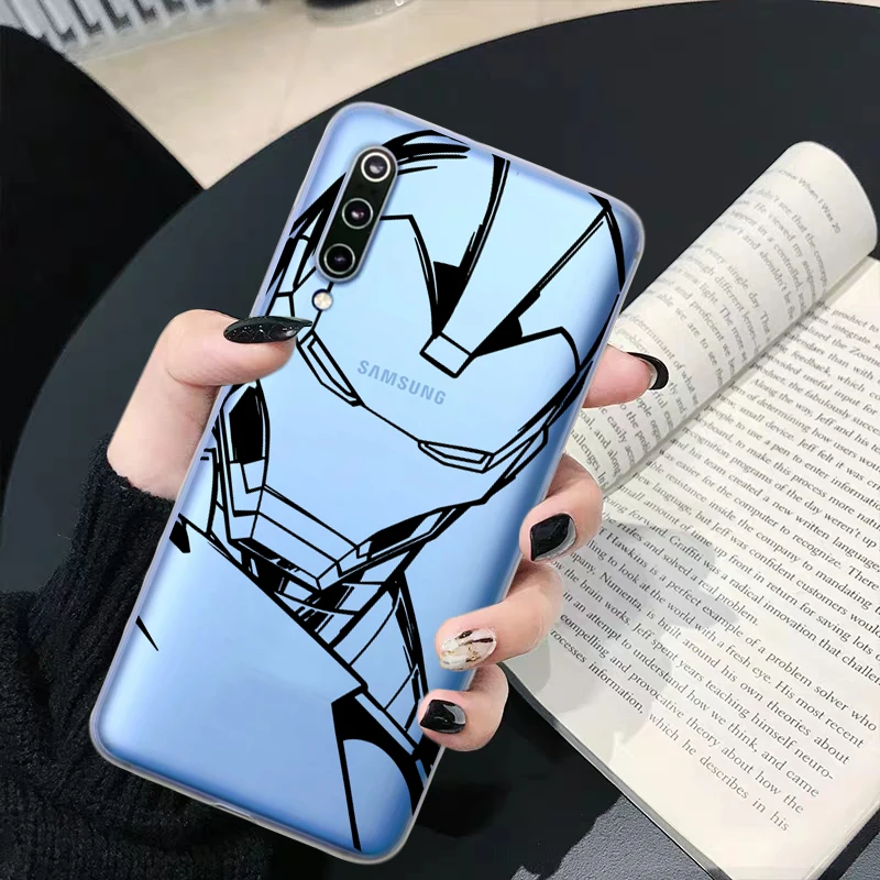 Милый чехол для телефона для samsung Galaxy A50 A70 A40 A30 A20 A10 чехол КРЫШКА ДЛЯ samsung 50 70 чехол с принтом «человек паук» и «Железный человек» Чехлы Marvel - Цвет: 01A