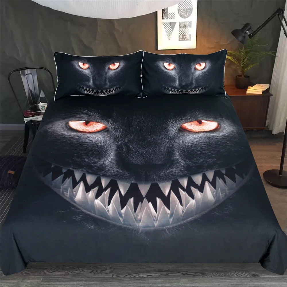 

Sea Water Giant Toothed Shark 3pcs Duvet Cover European American Family Student Dormitory Quilt Cover Pillowcase