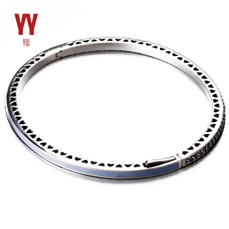 

Yin wu S925 yin shou shi Bracelet Shiny Heart Color Enamel Diamond Set Sterling Silver Bracelet