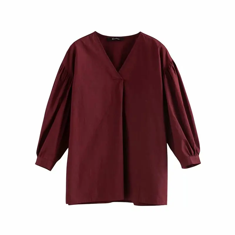 Новинка 2019 года женские элегантные однотонные повседневные блузки с v-образным