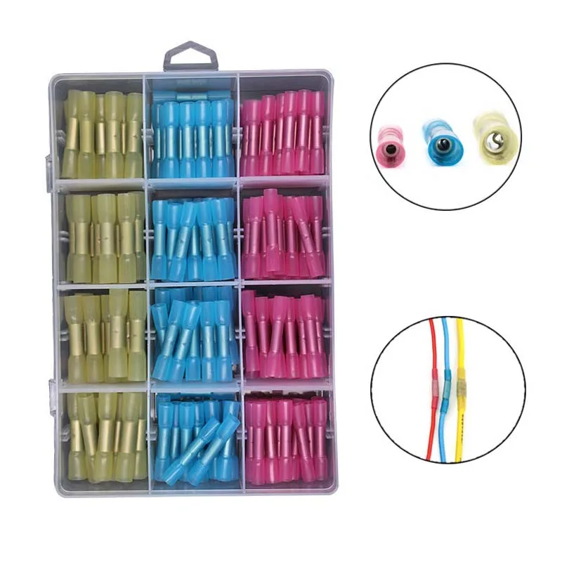 

200/120/100pcs Waterproof Heat Shrink Butt Connectors Electrical Wire Splice Cable Crimp Terminals Wire Connectors AWG 22-10 Kit