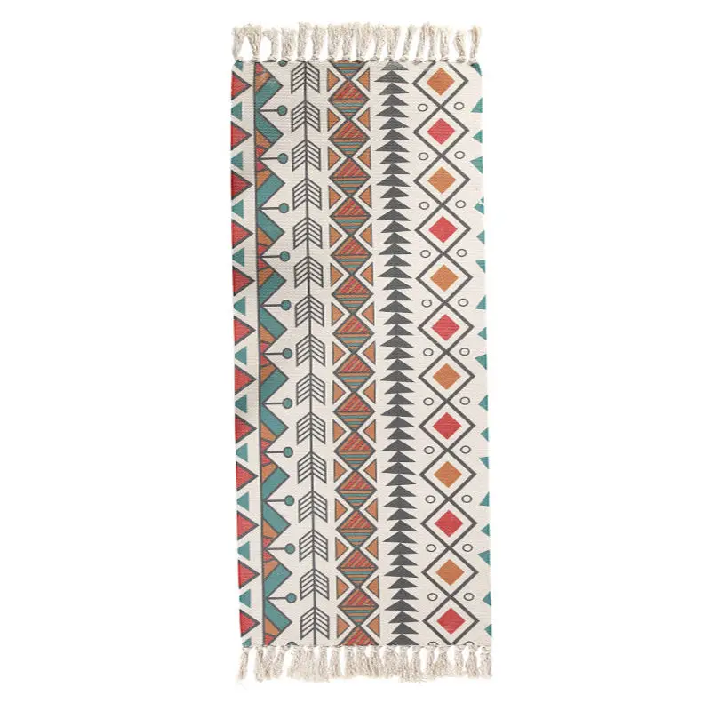 8 Cotton Hand Knitted Bedside Carpet Vintage Rug Bedroom Living Room Carpets Geometric Indian Mat Bohemian Modern Door Mat - Цвет: 8