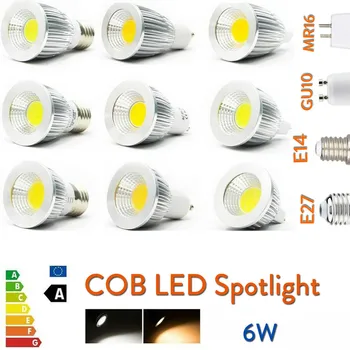 オンライン LED スポットライト GU10 Led COB 調光可能な電球 E27 E14 MR16 AC DC 12V 6 ワットスポットライト電球高電源ランプ AC 110V 220 用の装飾