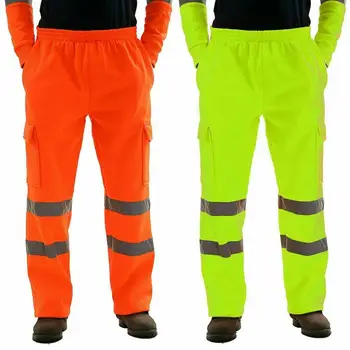 

Pants Men Casual Reflective Strips Sanitation Worker Trousers Jogging Overalls Pants