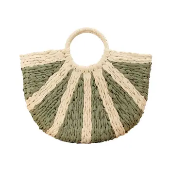 

Casual Chains Straw Bucket Bags Women Summer Messenger Bag Rattan Bags Beach Lady Travel Purse Handbag Shoulder Bag Bolsa