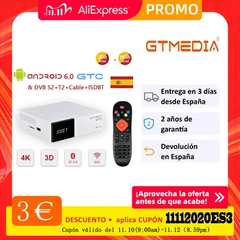 

GTmedia GTC Receptor Android 6.0 TV BOX DVB-S2 DVB-C DVB-T2 Amlogic S905D 2/16GB support Satellite TV Receiver TV Box Decoder