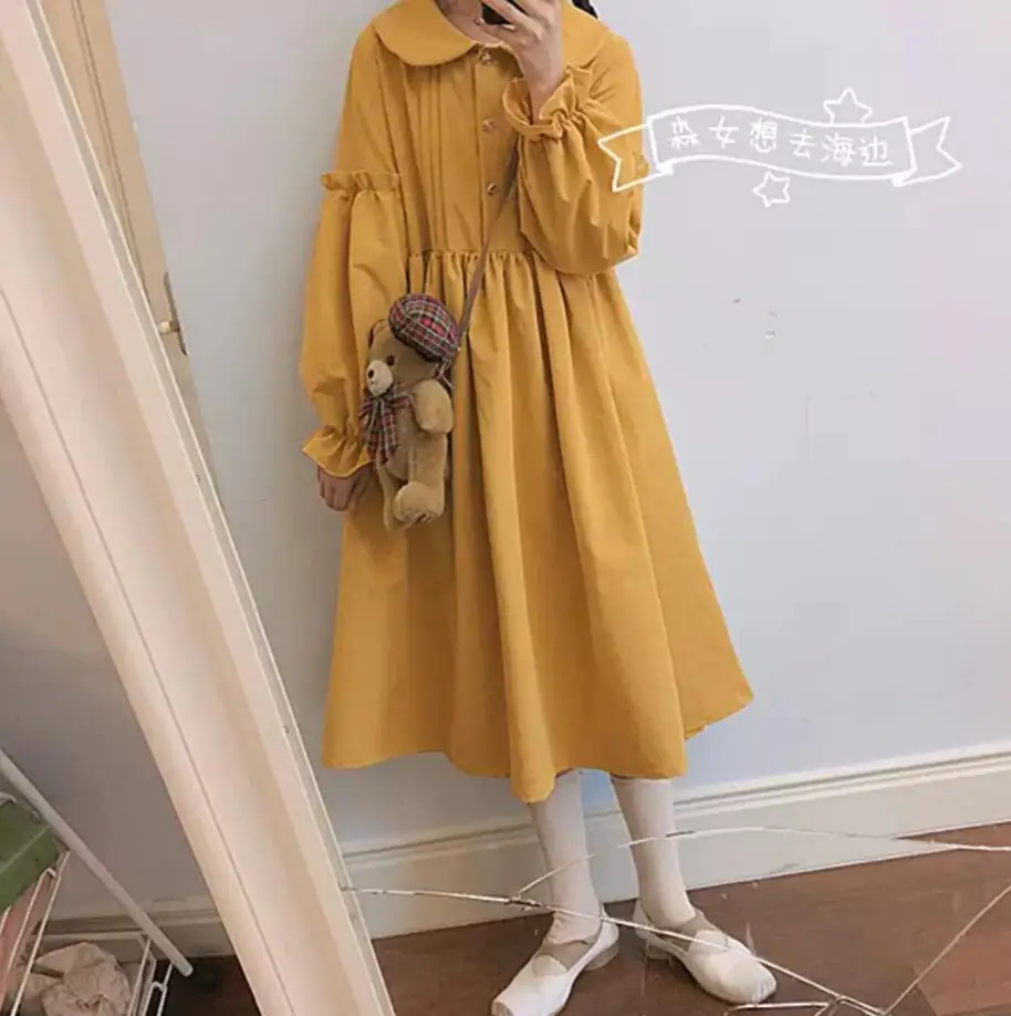 

kawaii Girl Lolita Dress Retro Peter Pan Collar Puff Sleeve Victorian Dress Lovely Sweet Lolita Cos Loli OP Gothic Lolita Dress