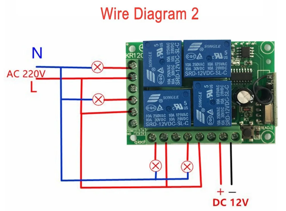 433MHz Universal Wireless Remote Control DC 24V 2CH rf Relay Receiver and Transmitter for Universal Garage door and gate Control
